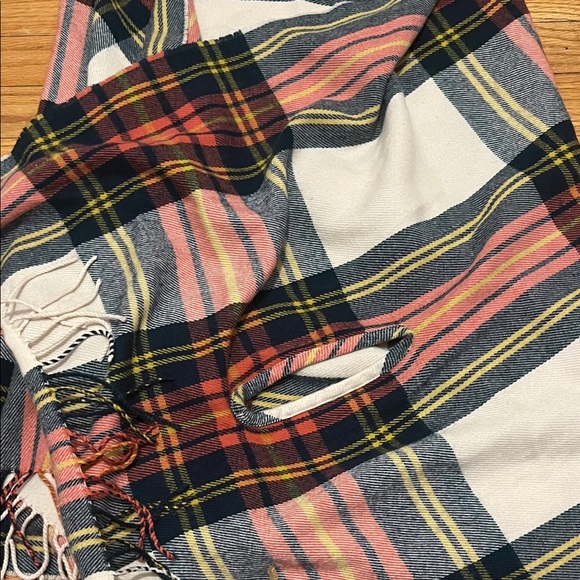 J. Crew Vibrant Plaid Scarf in Red, Pink, and Black - Picture 4 of 5